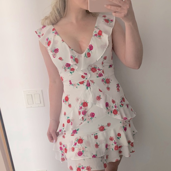 Express floral flounce mini dress - Picture 3 of 4
